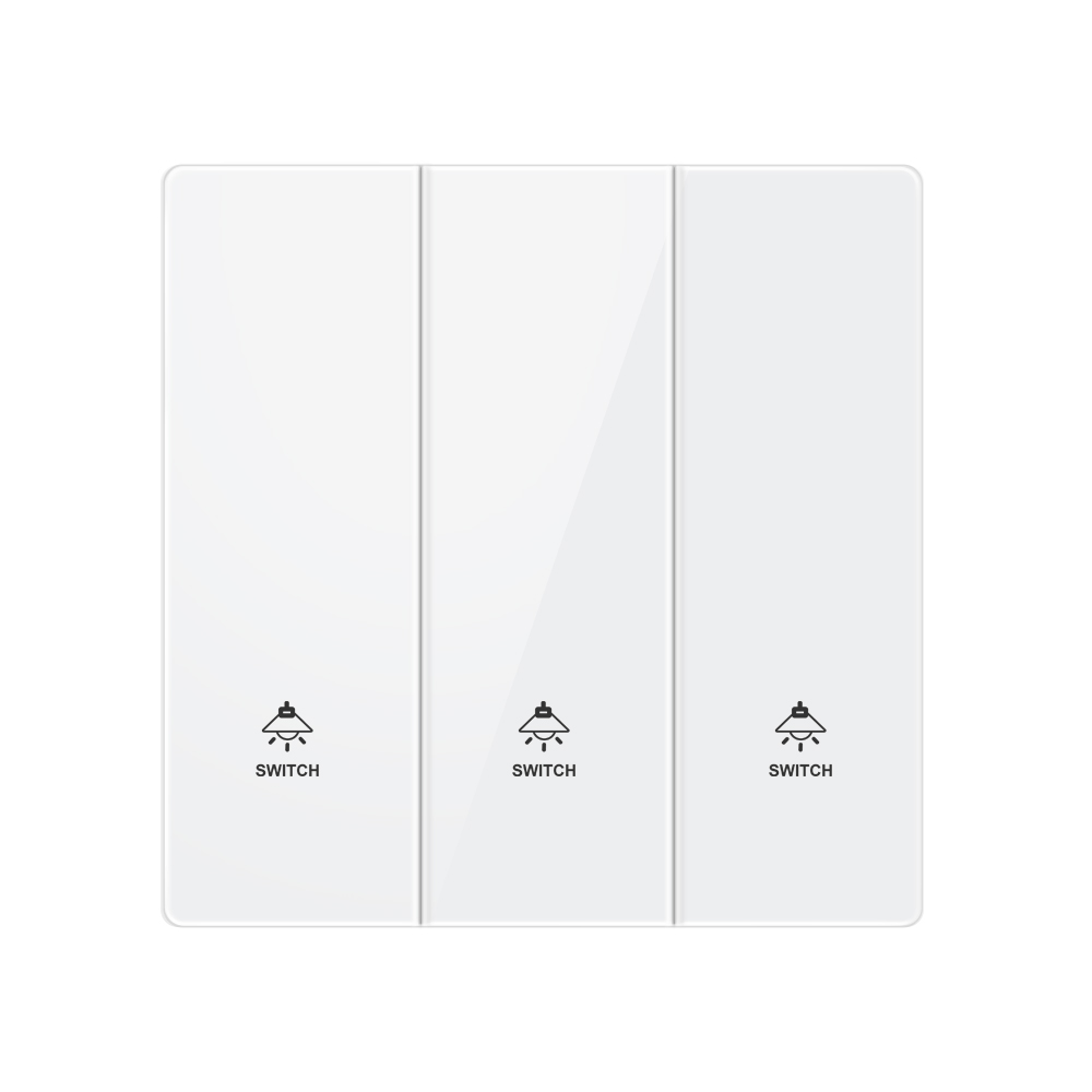 Tempered Glass Switch-YTG 3 Gang 1 Way switch-White